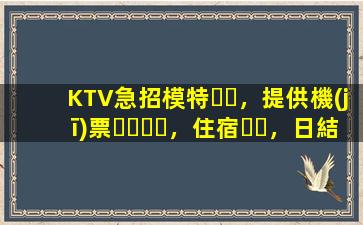 KTV急招模特，提供機(jī)票，住宿，日結(jié)